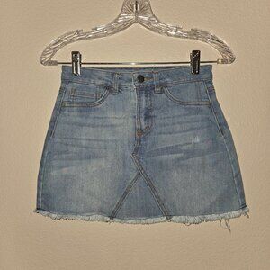 Tractr Denim Blue Fringe Edge Skirt, Girls Size 10